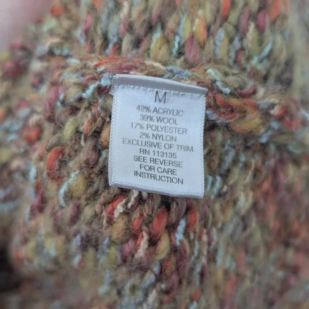 Y2K Rainbow Speckled Wool Blend‎ Cardigan